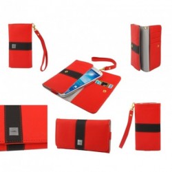 Funda premium diseño linea de color y tarjetero para - tianhe h900 - roja
