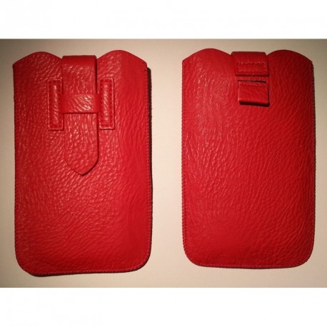 Funda piel sinte con lazo extraccion y cierre de seguridad para - thl w8+ - roja