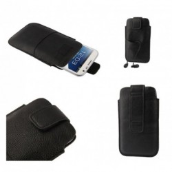 Funda piel sintetica con por velcro y bolsillo delantero para - THL W8 - Negra