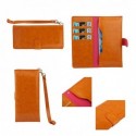 Funda piel sintetica con tarjetero y cierre por iman para - thl w200c - naranja