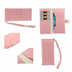 Funda piel sintet con tarjetero y cierre por iman para - thl w200 / w200s - rosa