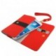 Funda premium diseño linea de color y tarjetero para - thl w200 / w200s - roja