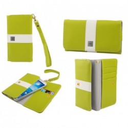 Funda premium diseño linea de color y tarjetero para thl w200 / w200s pistacho