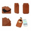 Funda con cierre por velcro y bolsillo delantero para THL W200 / W200s - Marron