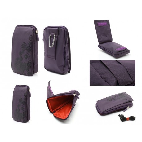 Funda multiusos cinturon y mosqueton para - THL W100 / THL W100s - VIOLETA