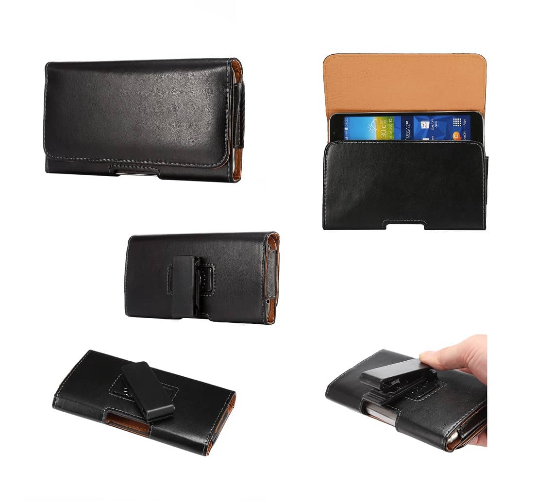 Executive Holster Magnetic Leather Case Belt Clip Rotary 360º for LG K51S (2020) - Black