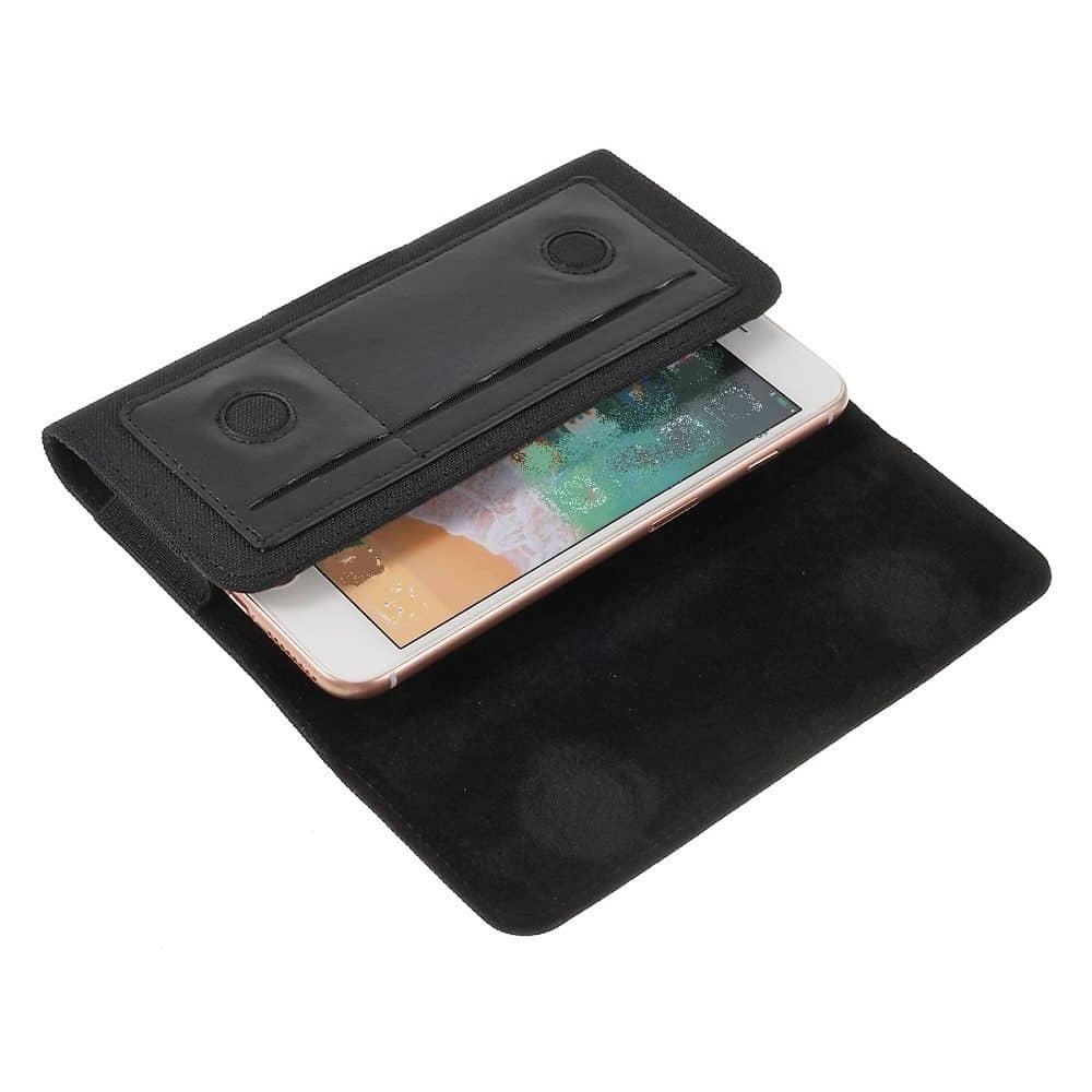 New Design Case Metal Belt Clip Horizontal Textile and Leather for Samsung SM-A8050 Galaxy A80 (2019) - Black