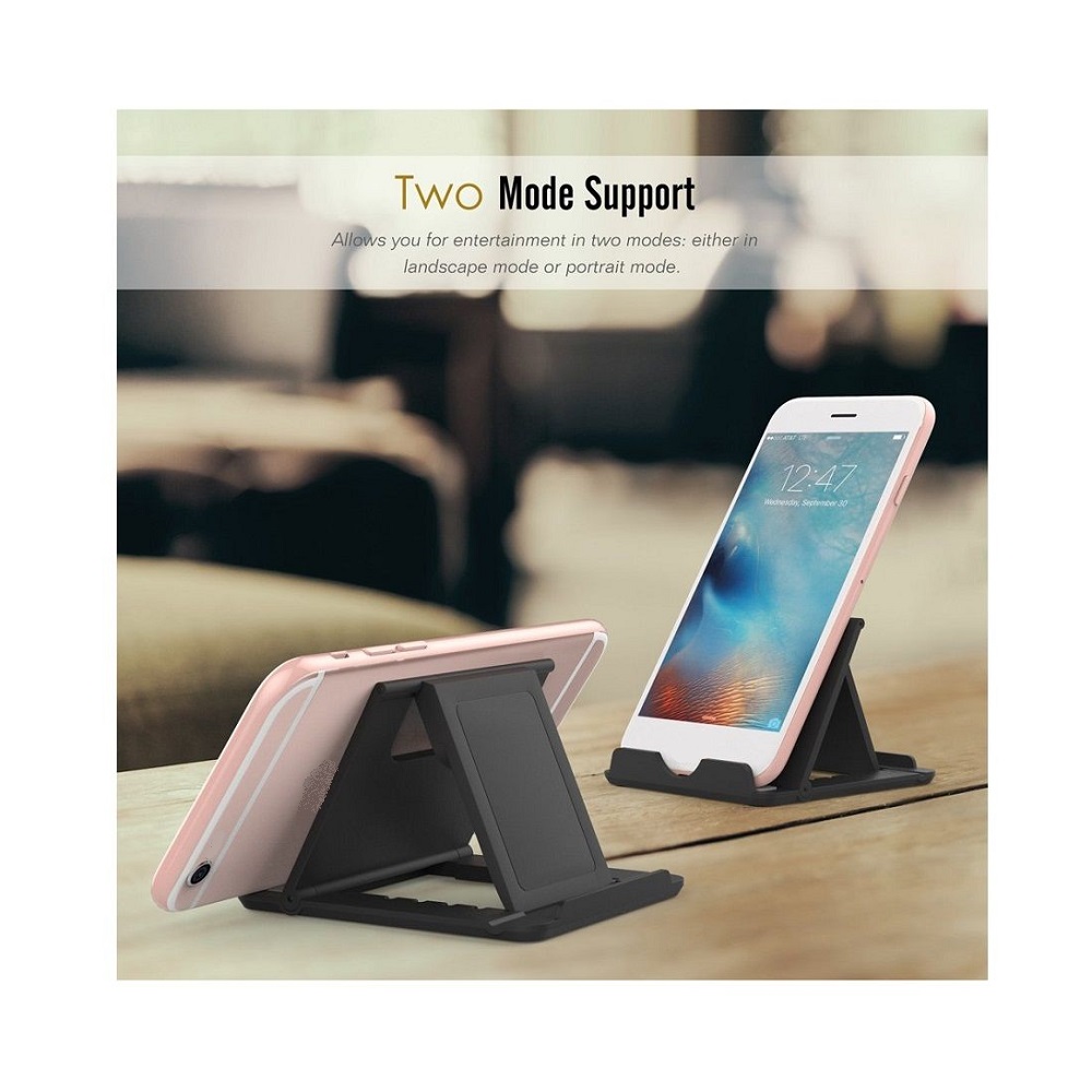 Holder Desk Adjustable Multi-angle Folding Desktop Stand for Smartphone and Tablet for BQ 6040L MAGIC (2020) - Black