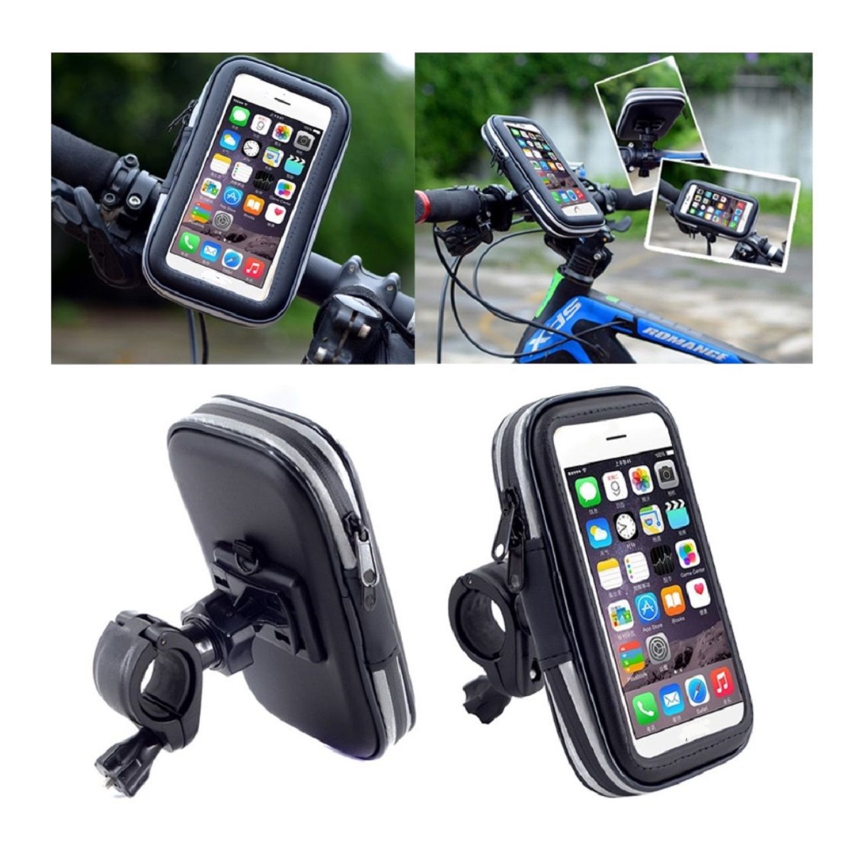 Professional Reflective Support for Bicycle Handlebar and Rotatable Waterproof Motorcycle 360 for ZTE VISIBLE R2 (2019) - Black