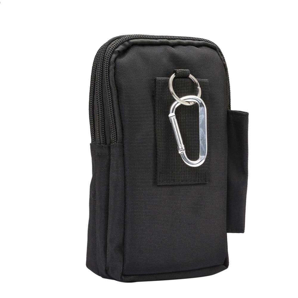 Multi-functional Vertical Stripes Pouch 4 Bag Case Zipper Closing for Allview Viva C703 (2019) - XXL Black (19 x 11.5 cm)
