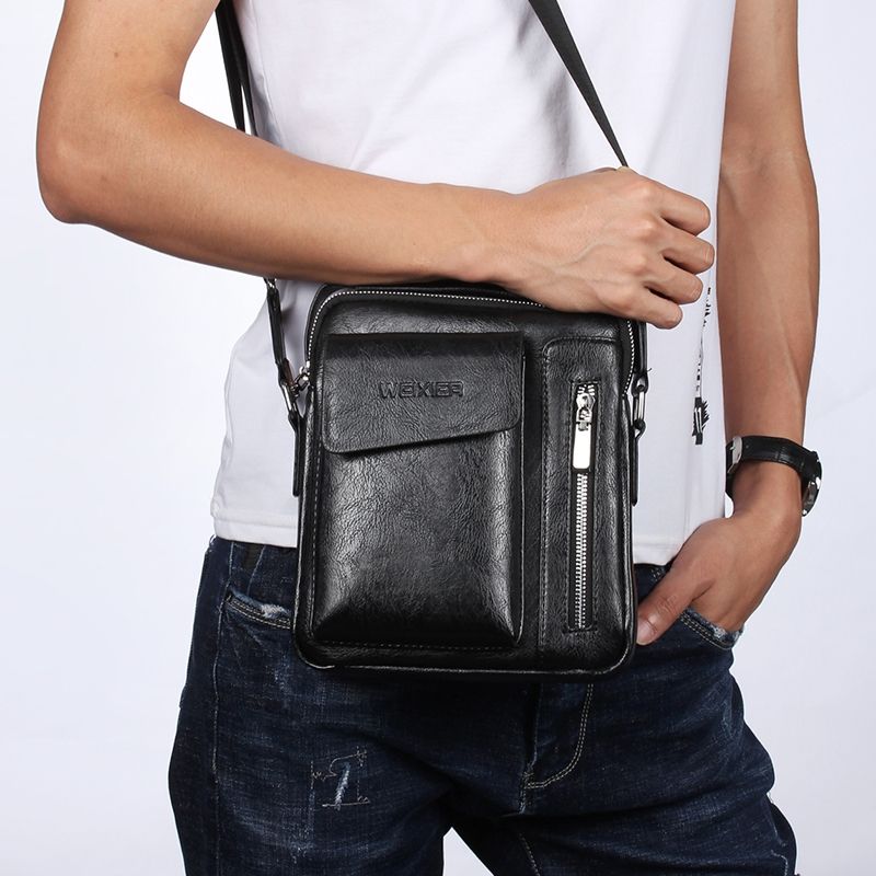 Bag Leather Waist Shoulder bag compatible with Ebook, Tablet and for Vivo Y3 (2019) - Black