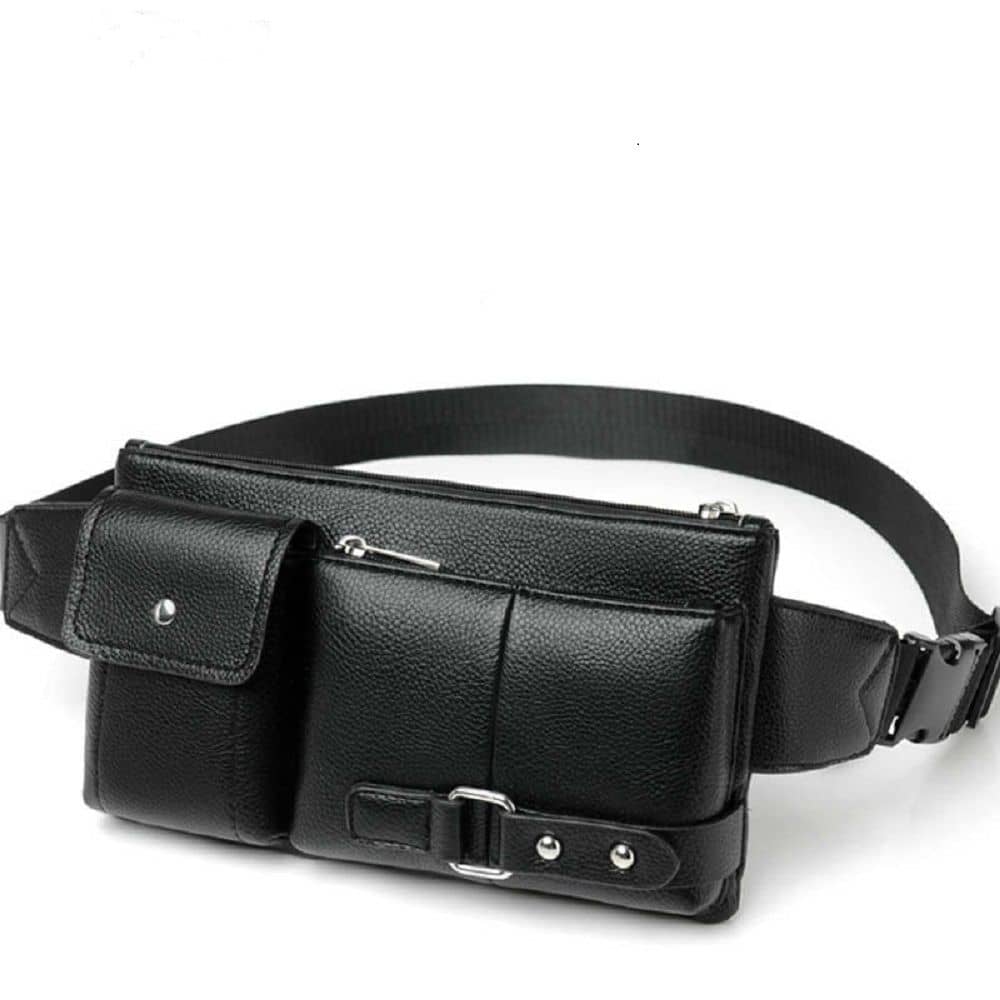 Bag Fanny Pack Leather Waist Shoulder bag for Ebook, Tablet and for BlackBerry KEY2 Last Edition (2020)