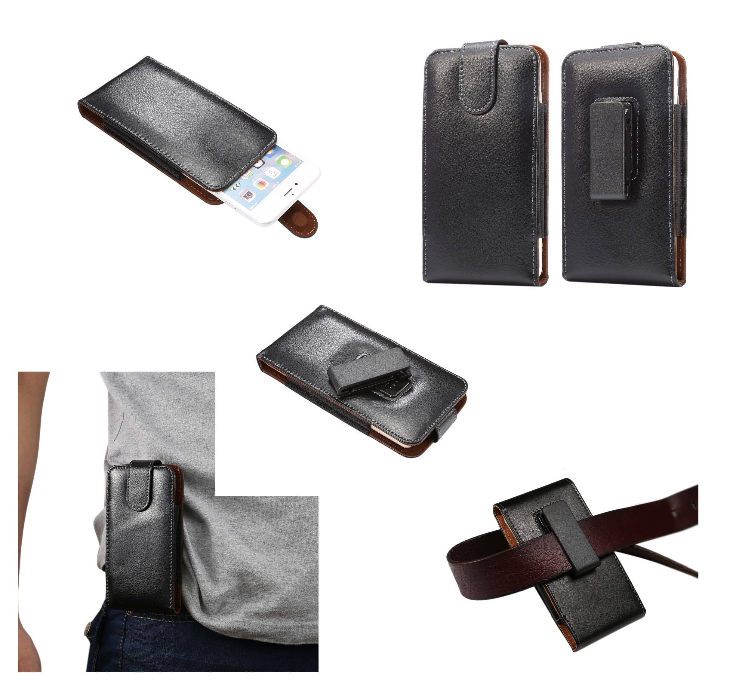Magnetic Genuine Leather Holster Executive Case belt Clip Rotary 360 for Realme 6 (2020) - Black
