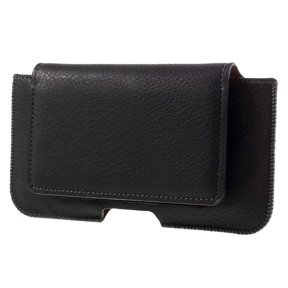 Leather Horizontal Belt Clip Case with Card Holder for Micromax iOne (2019) - Black