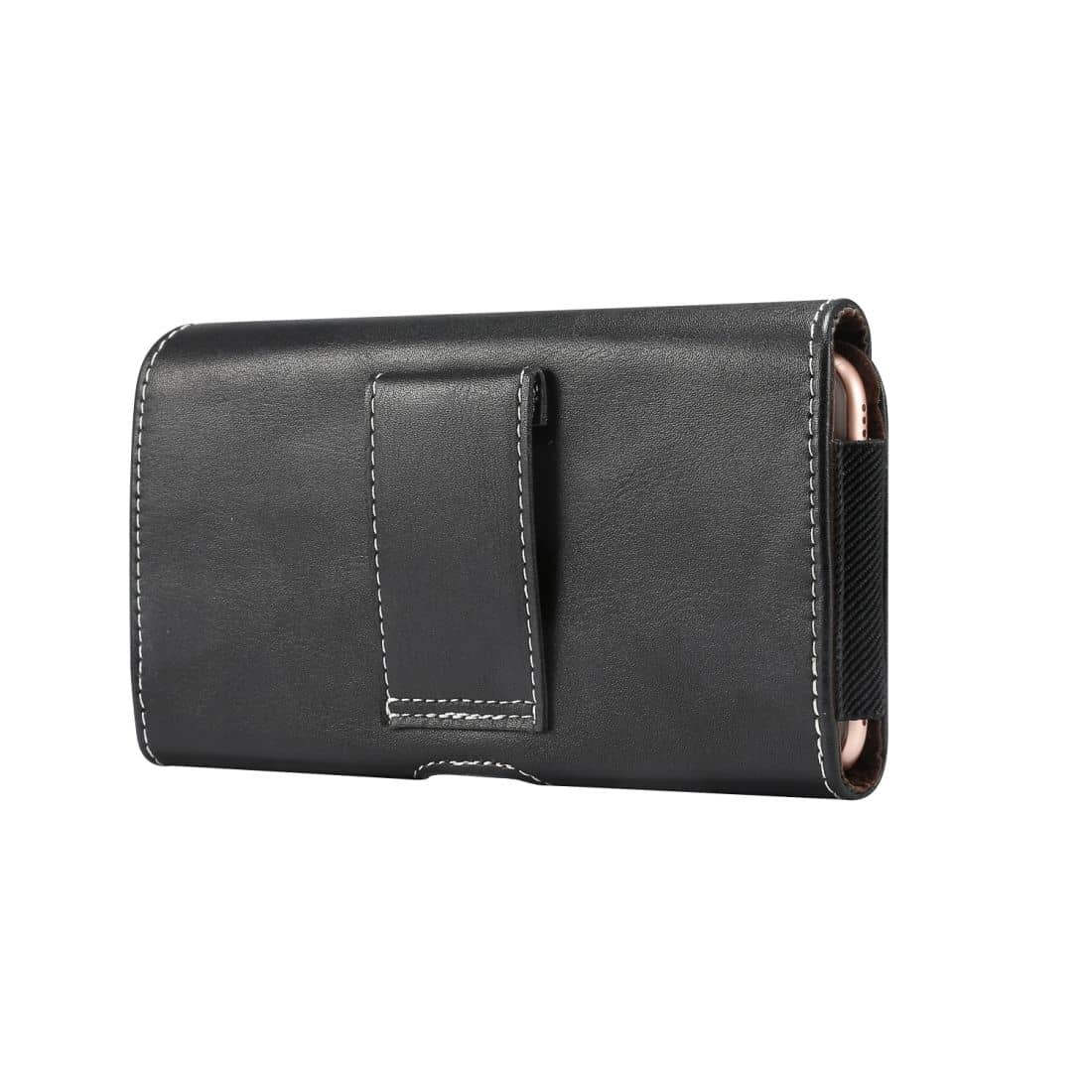 New Design Horizontal Leather Holster with Belt Loop for Vivo Y91 MT6762 (2019) - Black