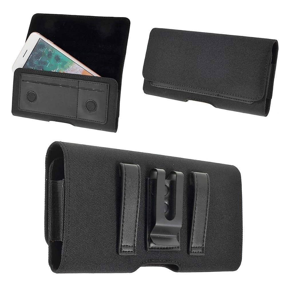 New Design Case Metal Belt Clip Horizontal Textile and Leather with Card Holder for BLU G90 Pro (2020)