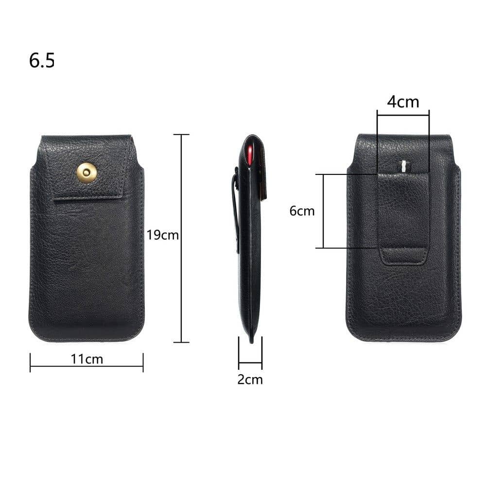 New Design Leather Cover Vertical Belt Case with Magnetic Closure for Alcatel 3V (2019) - Black