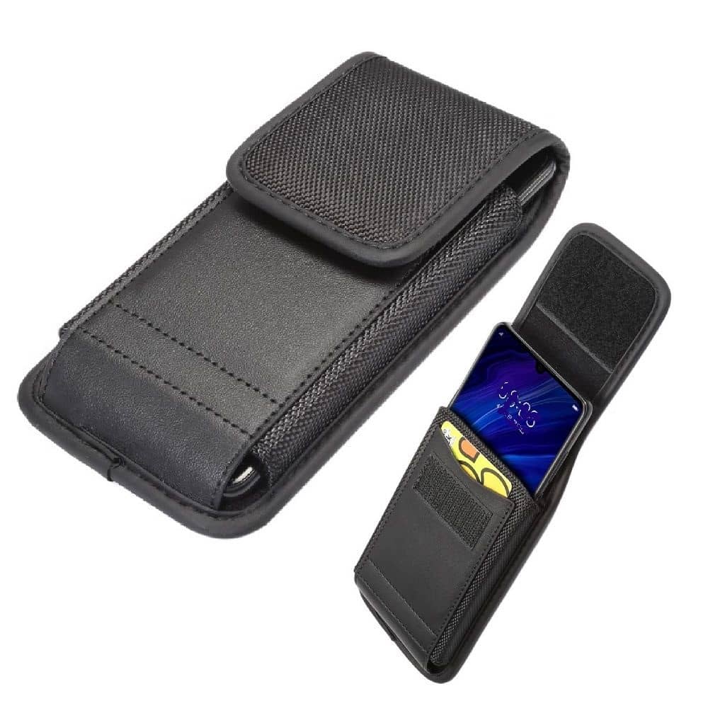  Belt Case Cover with Card Holder Design in Leather and Nylon Vertical for TELENOR INFINITY E5 PRO (2020)