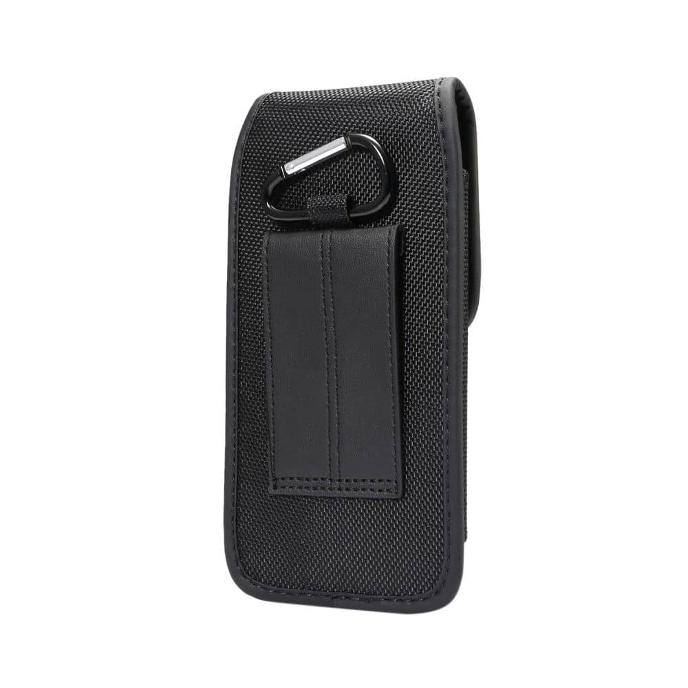 Belt Case Cover Vertical with Card Holder Leather & Nylon for Tecno Spark 4 Air (2019) - Black