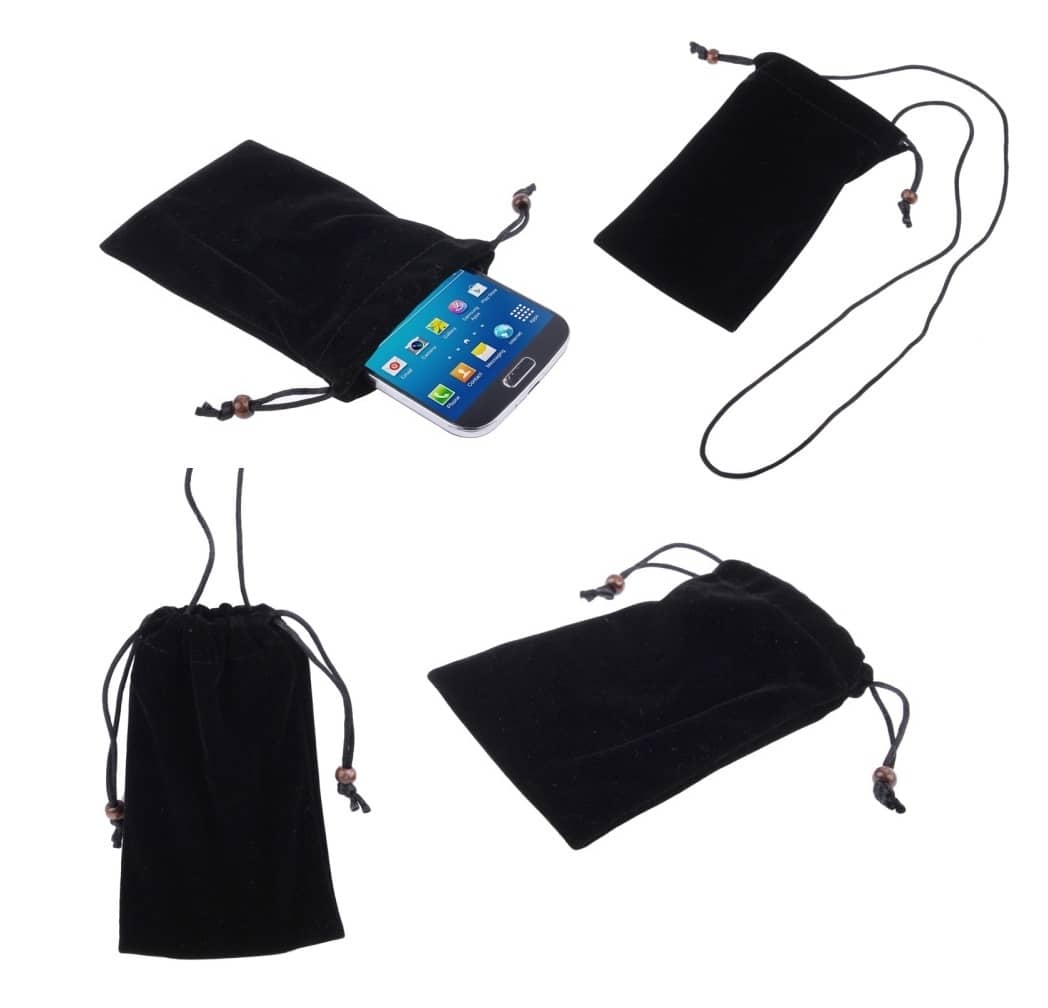 Case Cover Soft Cloth Flannel Carry Bag with Chain and Loop Closure for Qiku N5, 360 N5 - Black