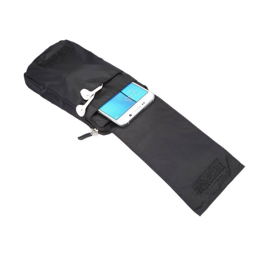 Multi-functional Belt Wallet Stripes Pouch Bag Case Zipper Closing Carabiner for Tecno Mobile Spark 5 Pro  (2020)